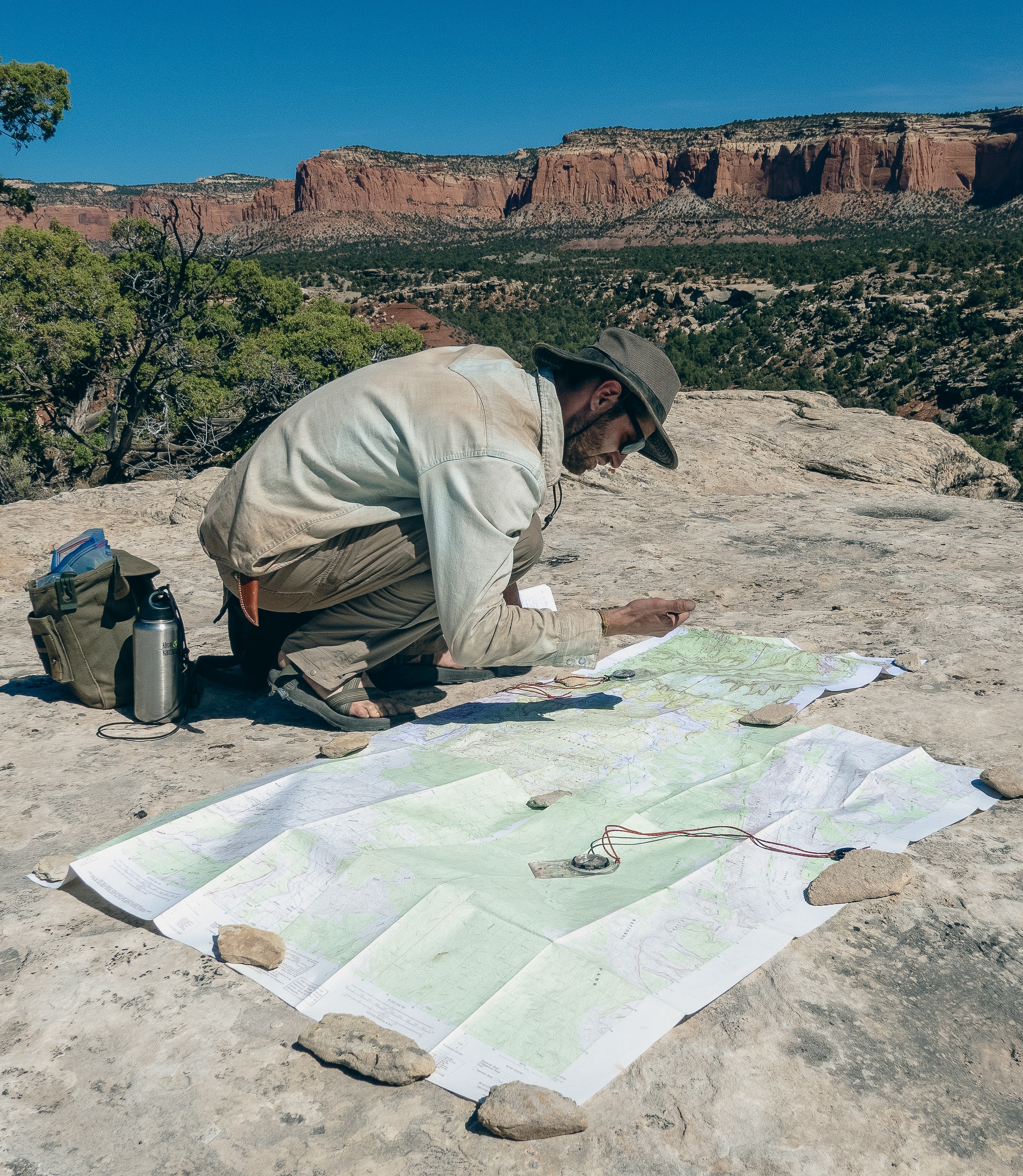 Hiker practicting navigation